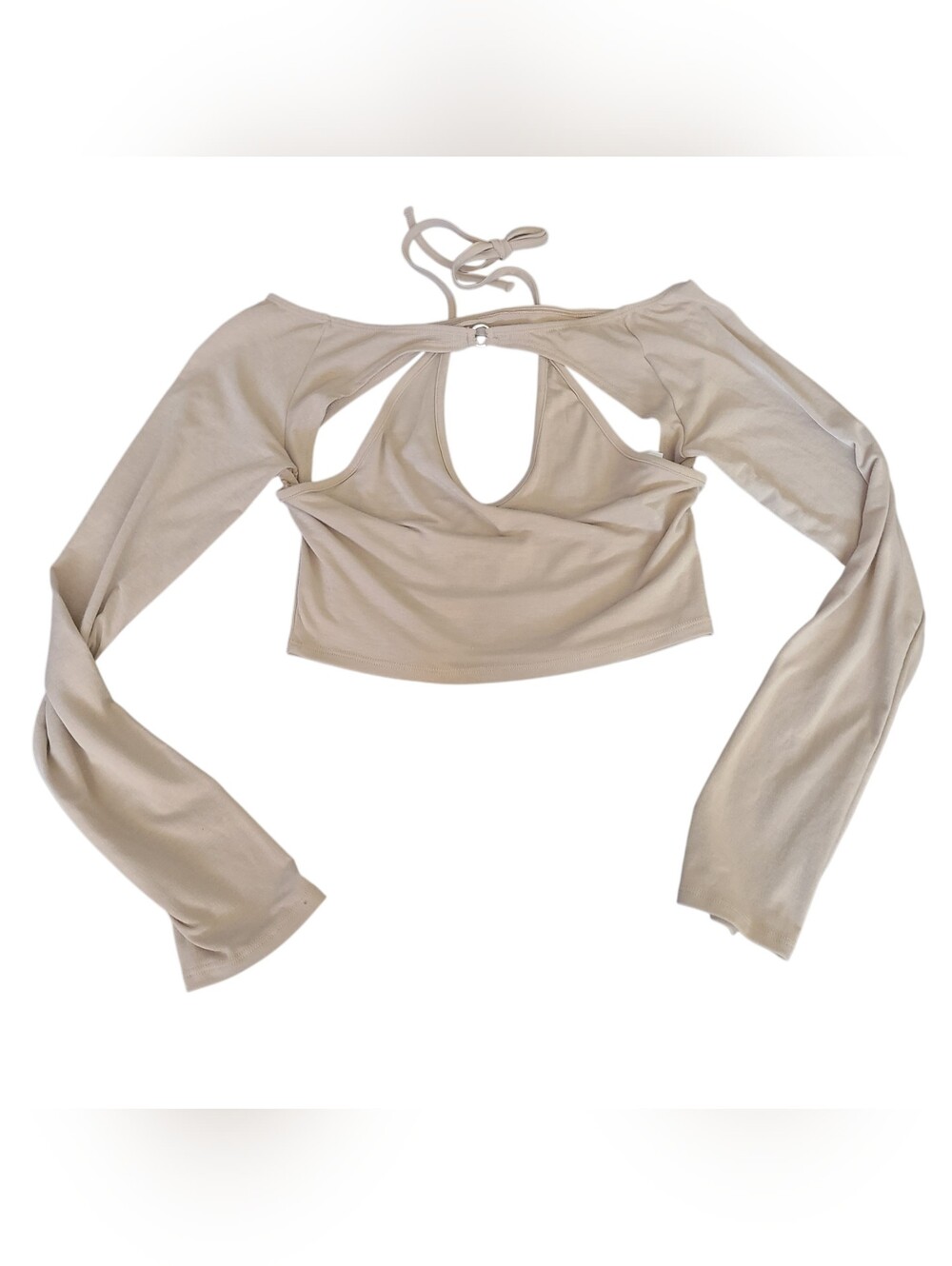 NWT | PRETTY LITTLE THING | LONG SLEEVE CROP TOP CUTOUT HALTER DESIGN | SIZE 6 - Picture 2 of 12